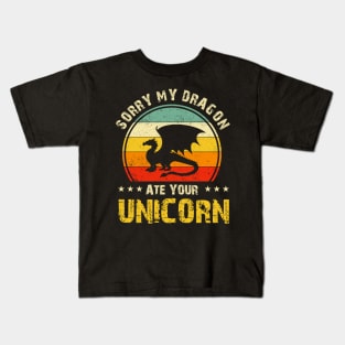 Sorry My Dragon Ate Your Unicorn Funny Kids T-Shirt